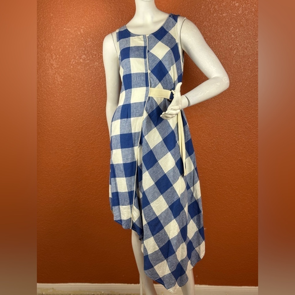 Maeve Blue and White Asymmetrical Wrap Sundress Size XSP. A14 - Picture 4 of 16